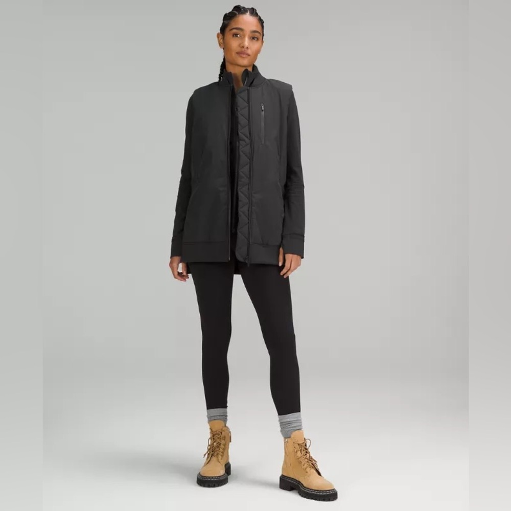 Lululemon Long Insulated Bomber Vest  PrimaLoft™ - Black - Size 6